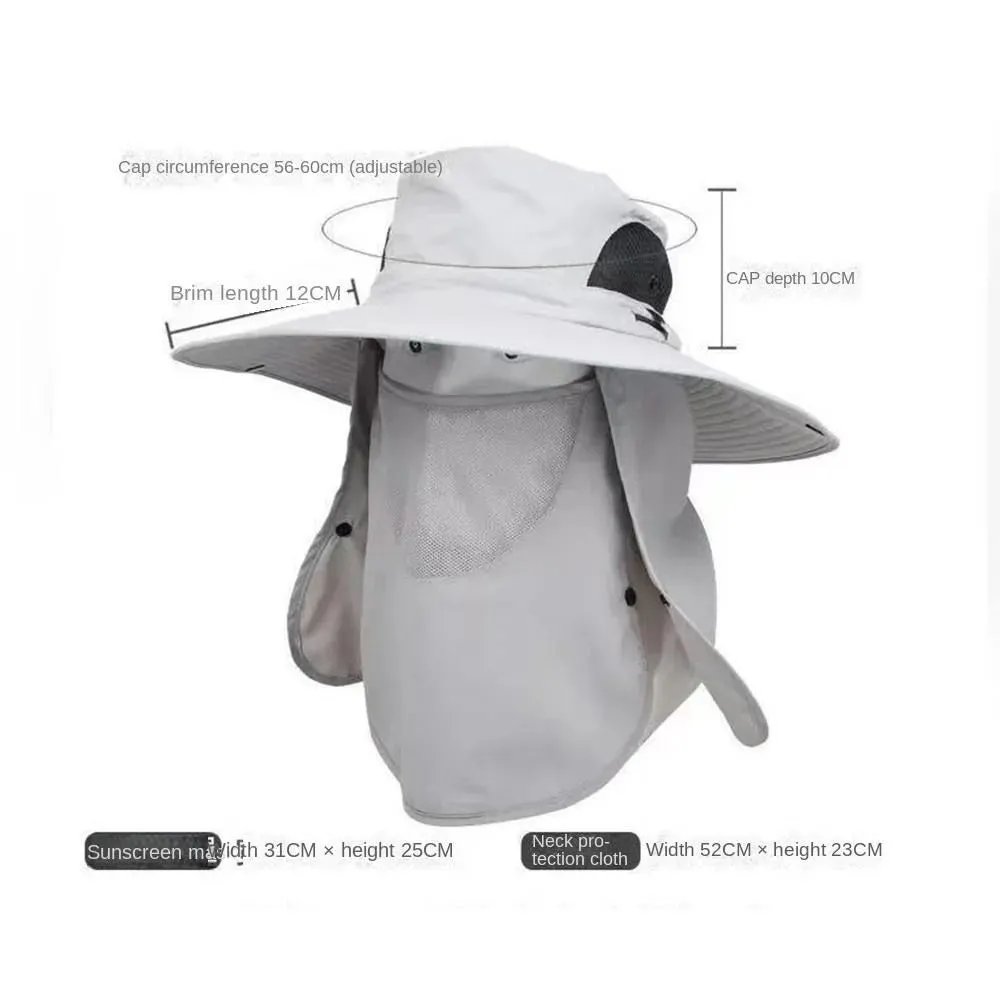 Full Face Cover Sun Cap Fishing Hat With Mask Summer Sun Protection Wide Brim Women Men Sun Cap Mountaineering Hunting Hiking