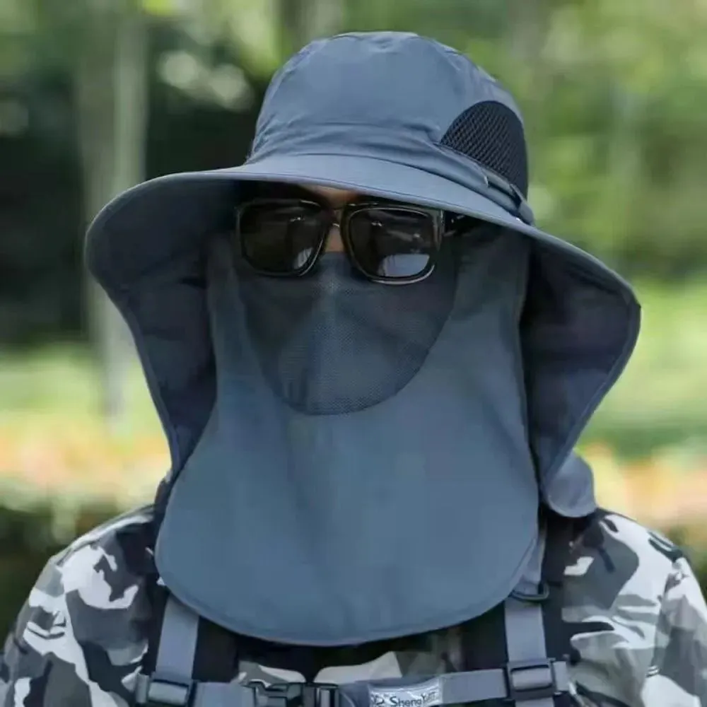 Full Face Cover Sun Cap Fishing Hat With Mask Summer Sun Protection Wide Brim Women Men Sun Cap Mountaineering Hunting Hiking
