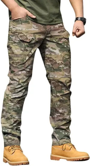 Men's Tactical Pants Waterproof Lightweight Ripstop Outdoor Combat Hiking Cargo Pants Multi Pockets Work Trousers