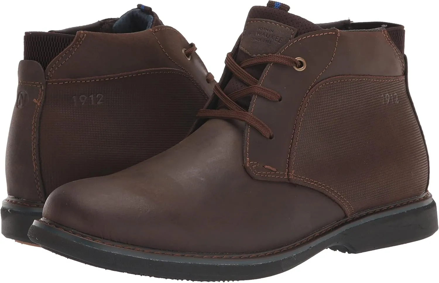 Nunn Bush Men's Otto Plain Toe Chukka Lightweight Leather Suede Water Resistant Boot