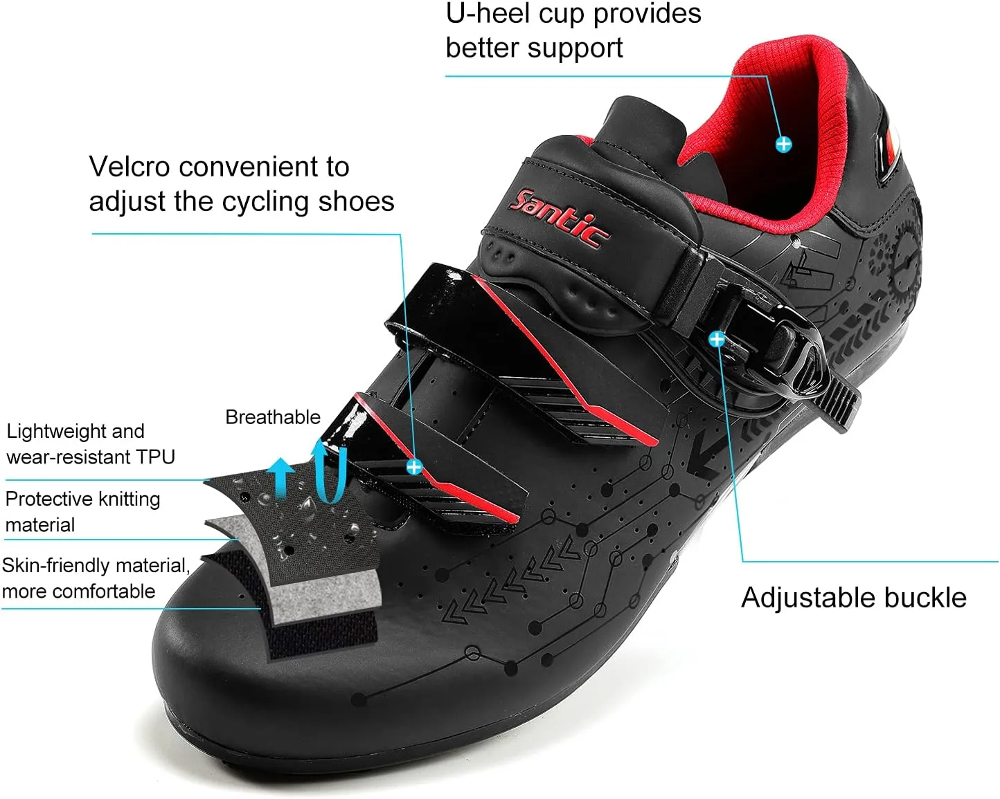 Santic Men's Spin Unlocked Bike Bicycle Road Biking Lock Shoes MTB Cycling Accessories Self-Locking Shoes