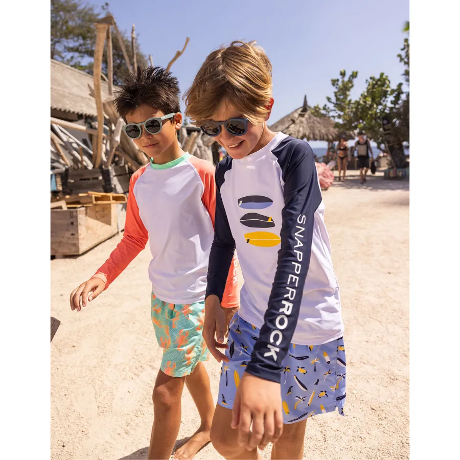 Snapper Rock White Coral Sleeve Sustainable Rash Top B20099L - White