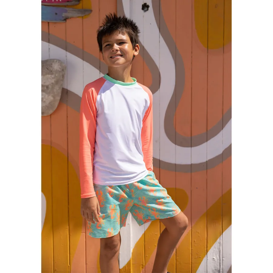Snapper Rock White Coral Sleeve Sustainable Rash Top B20099L - White