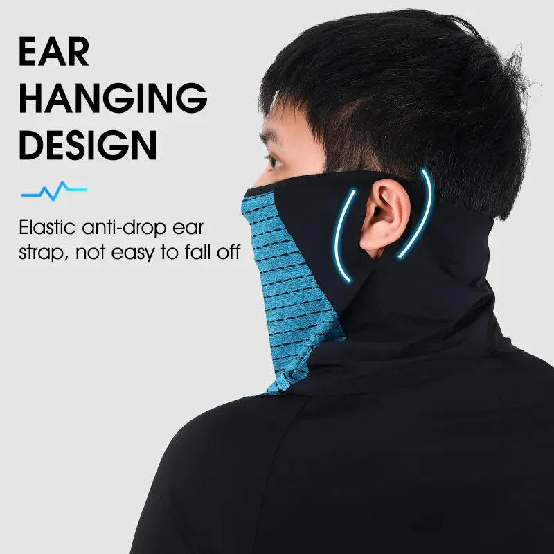 Summer Cycling Face Mask Ice Fabric UV Protection Breathable Sport Scarf Ear Hanging Bike Bandanas Face Mask