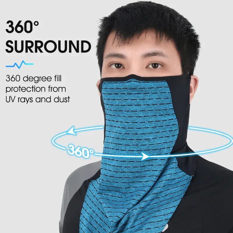 Summer Cycling Face Mask Ice Fabric UV Protection Breathable Sport Scarf Ear Hanging Bike Bandanas Face Mask
