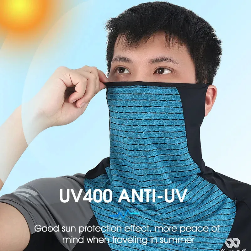 Summer Cycling Face Mask Ice Fabric UV Protection Breathable Sport Scarf Ear Hanging Bike Bandanas Face Mask