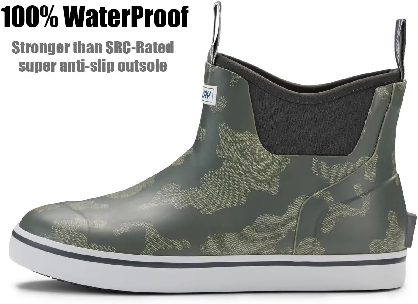 SUREWAY Men's Deck Boots Professional Non-Slip Fishing & Ankle Boating Boot Waterproof Rain Boots, Lightweight Neoprene Rubber Deck Boots