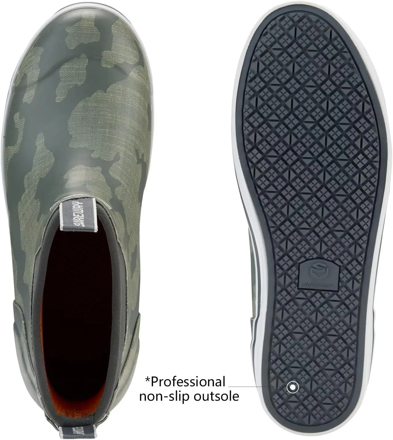 SUREWAY Men's Deck Boots Professional Non-Slip Fishing & Ankle Boating Boot Waterproof Rain Boots, Lightweight Neoprene Rubber Deck Boots