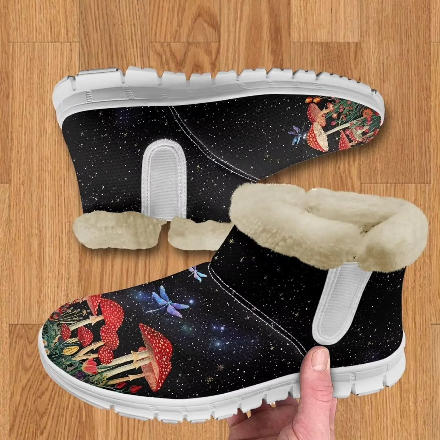 Women's Butterfly Snow Boots Plush Flurry Winter Booties Warm Lined Sole Platform Fuzzy Boots