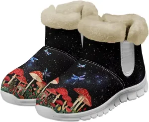 Women's Butterfly Snow Boots Plush Flurry Winter Booties Warm Lined Sole Platform Fuzzy Boots