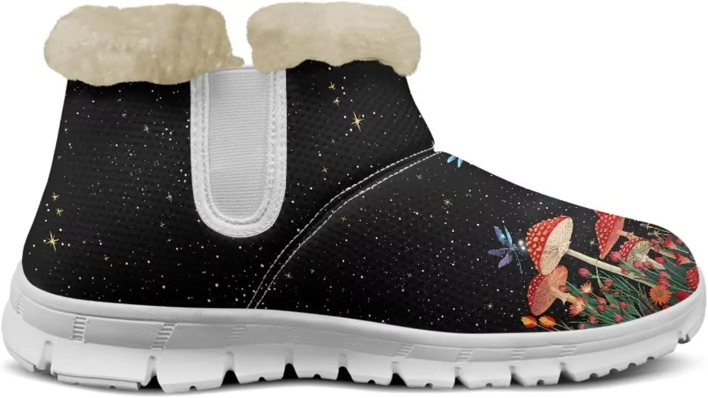 Women's Butterfly Snow Boots Plush Flurry Winter Booties Warm Lined Sole Platform Fuzzy Boots