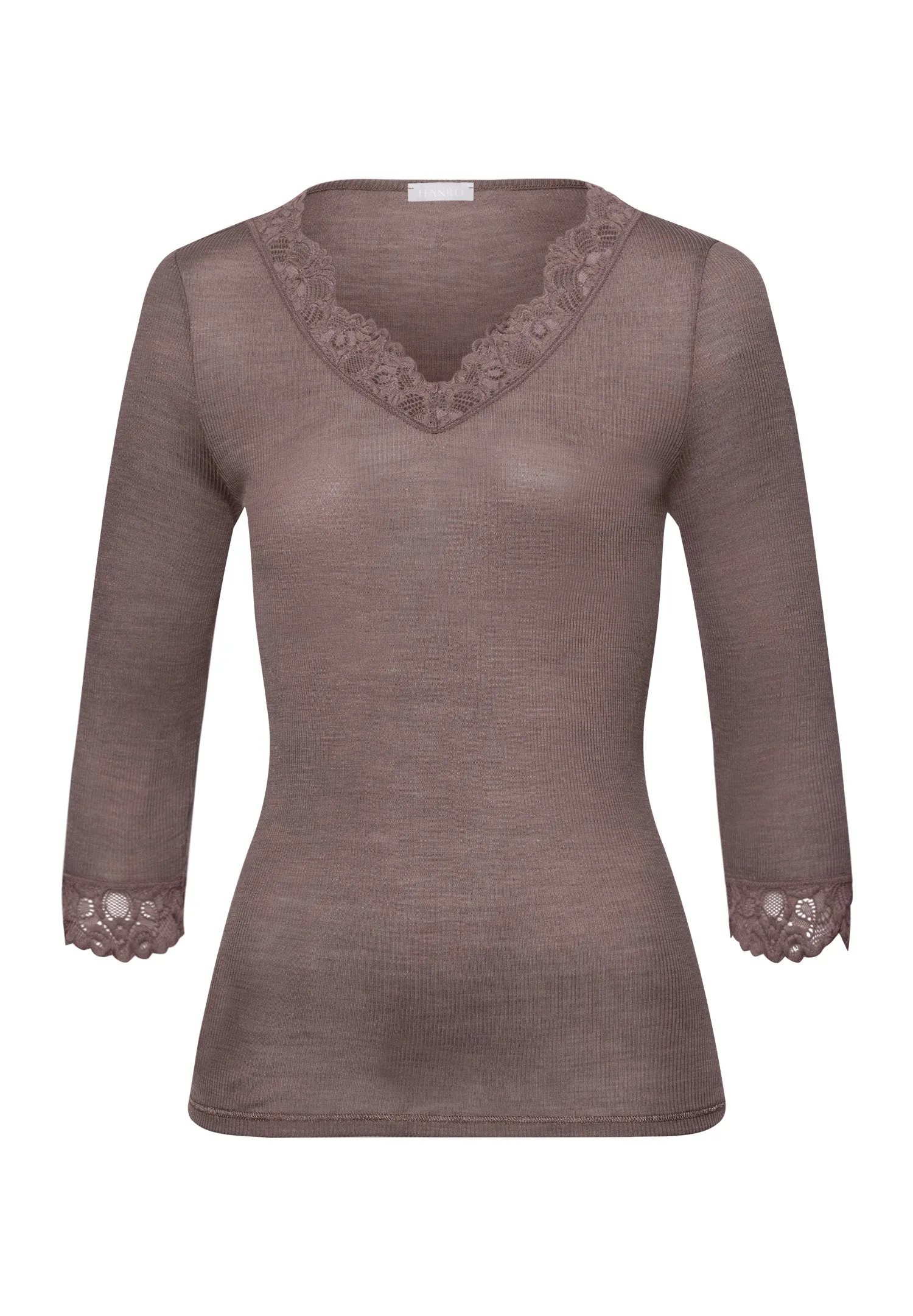 Woolen Lace Fine Ribbed Lace Trim Wool And Silk Top | Stonewash 70915-2756