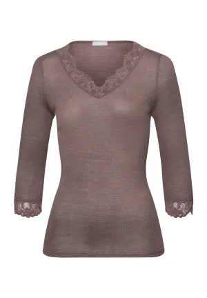 Woolen Lace Fine Ribbed Lace Trim Wool And Silk Top | Stonewash 70915-2756